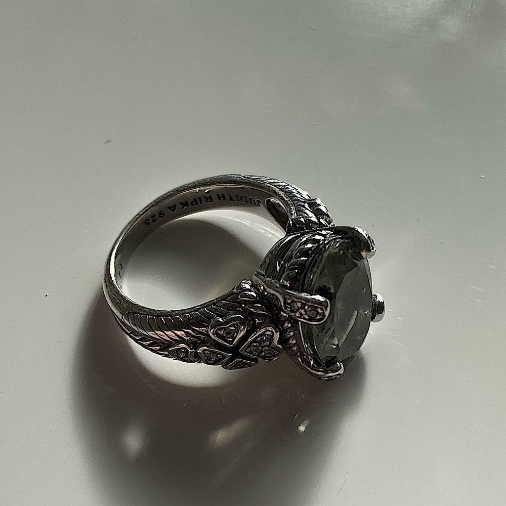 JUDITH Ripka 925 SS prasiolite size 7 ring - Picture 13 of 15